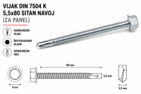 VIJAK DIN 7504 K 5,5x80 SITAN NAVOJ (ZA PANEL)